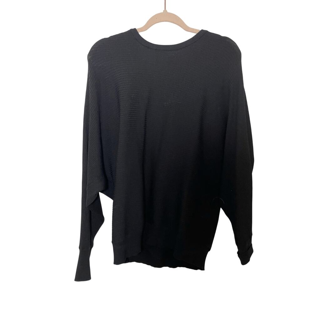 Express Black Plunged Open Back Large Black Sweater Comfy Cozy Minimalist Boho